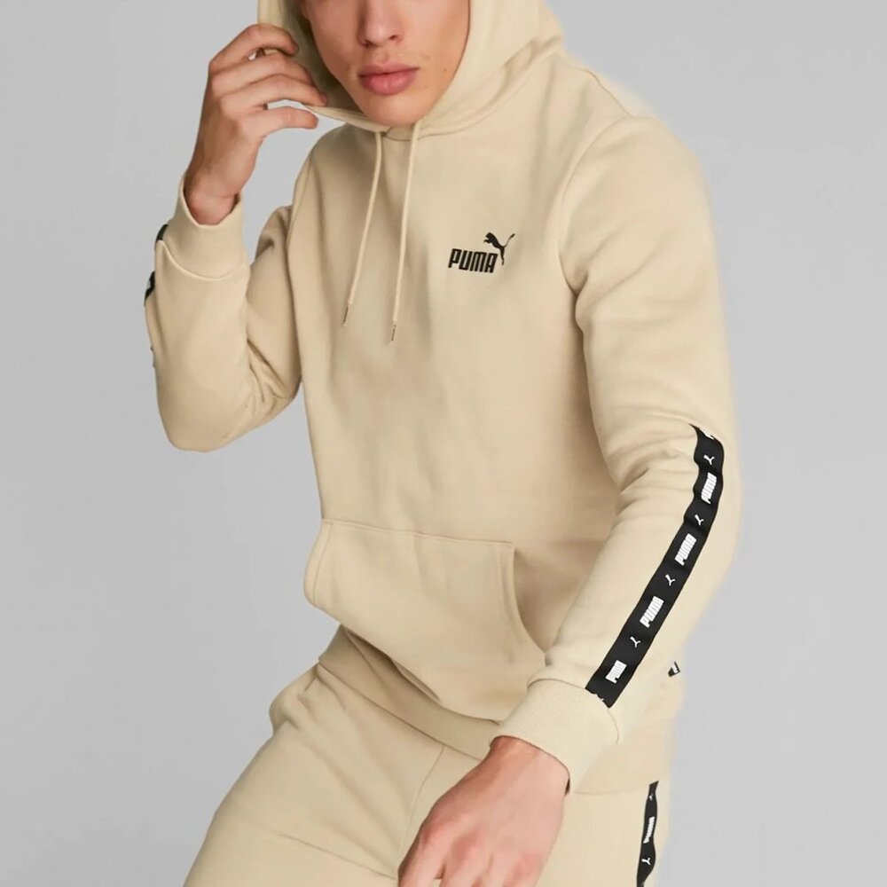 Puma Logo Hoodie Tan Pullover Sweatshirt XXL Streetwear